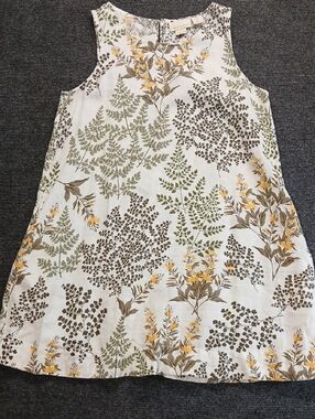 Cynthia Rowley Botanical Print A-line Dress with Yellow & Olive Green